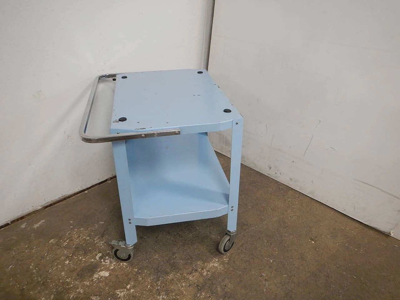 Light blue and chromed metal bar cart, 1970s 6