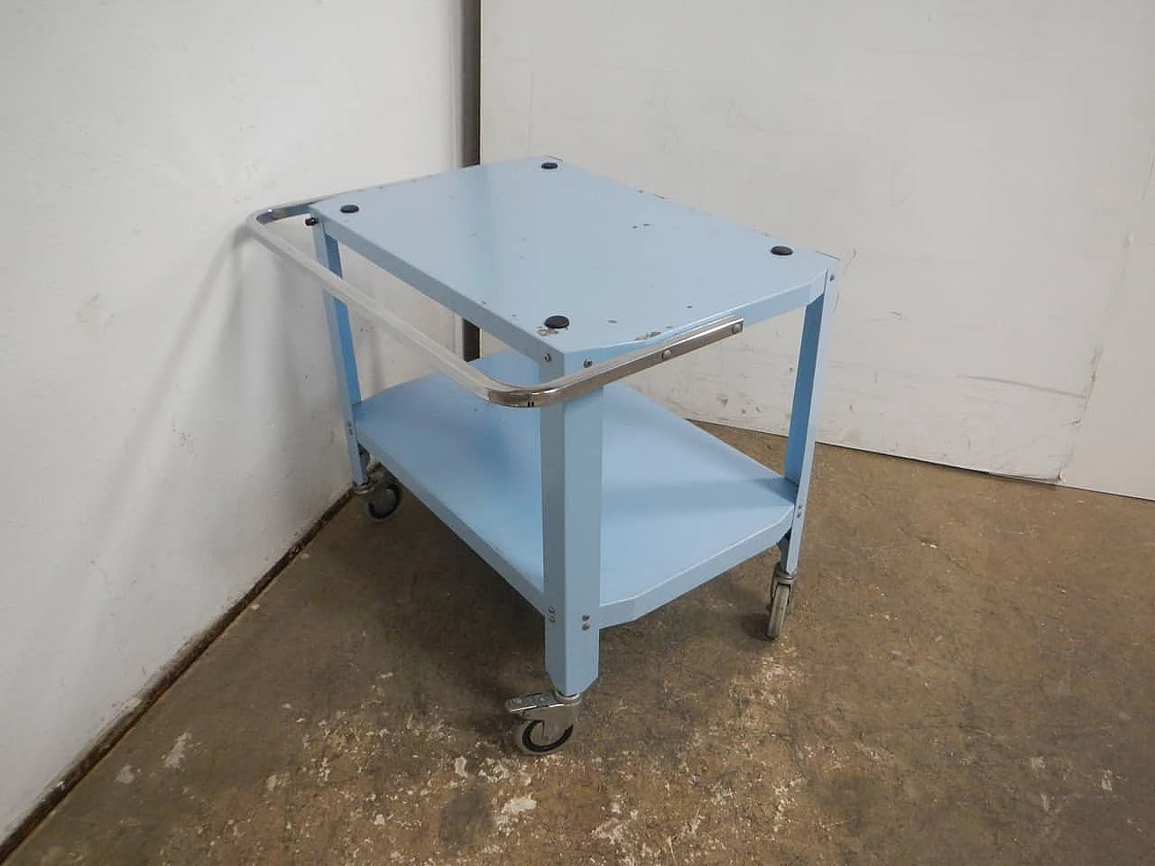 Light blue and chromed metal bar cart, 1970s 7