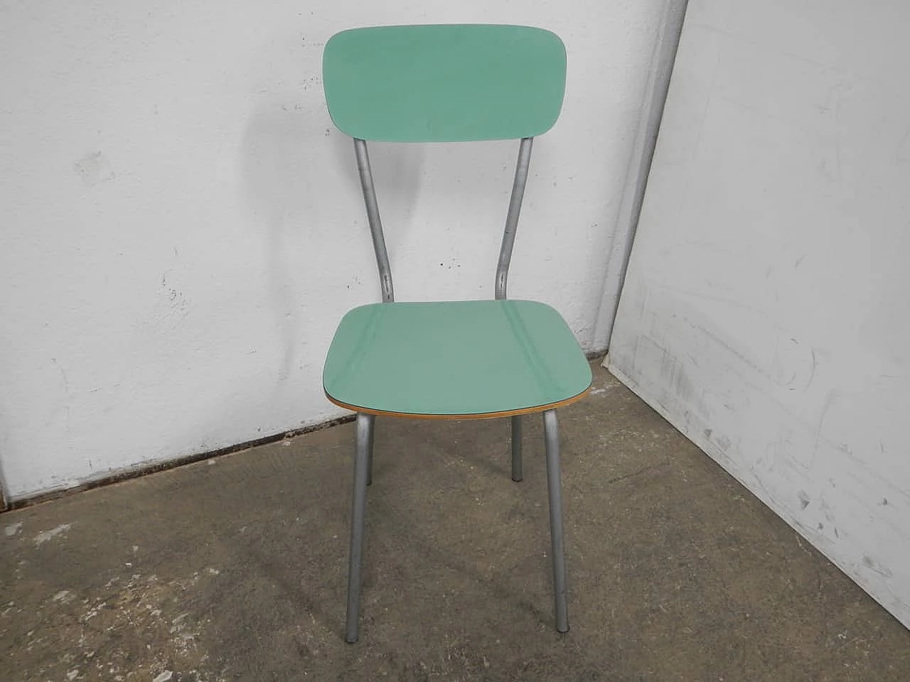 Green formica and gray metal chair, 1960s 1