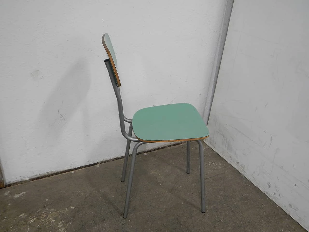Green formica and gray metal chair, 1960s 2