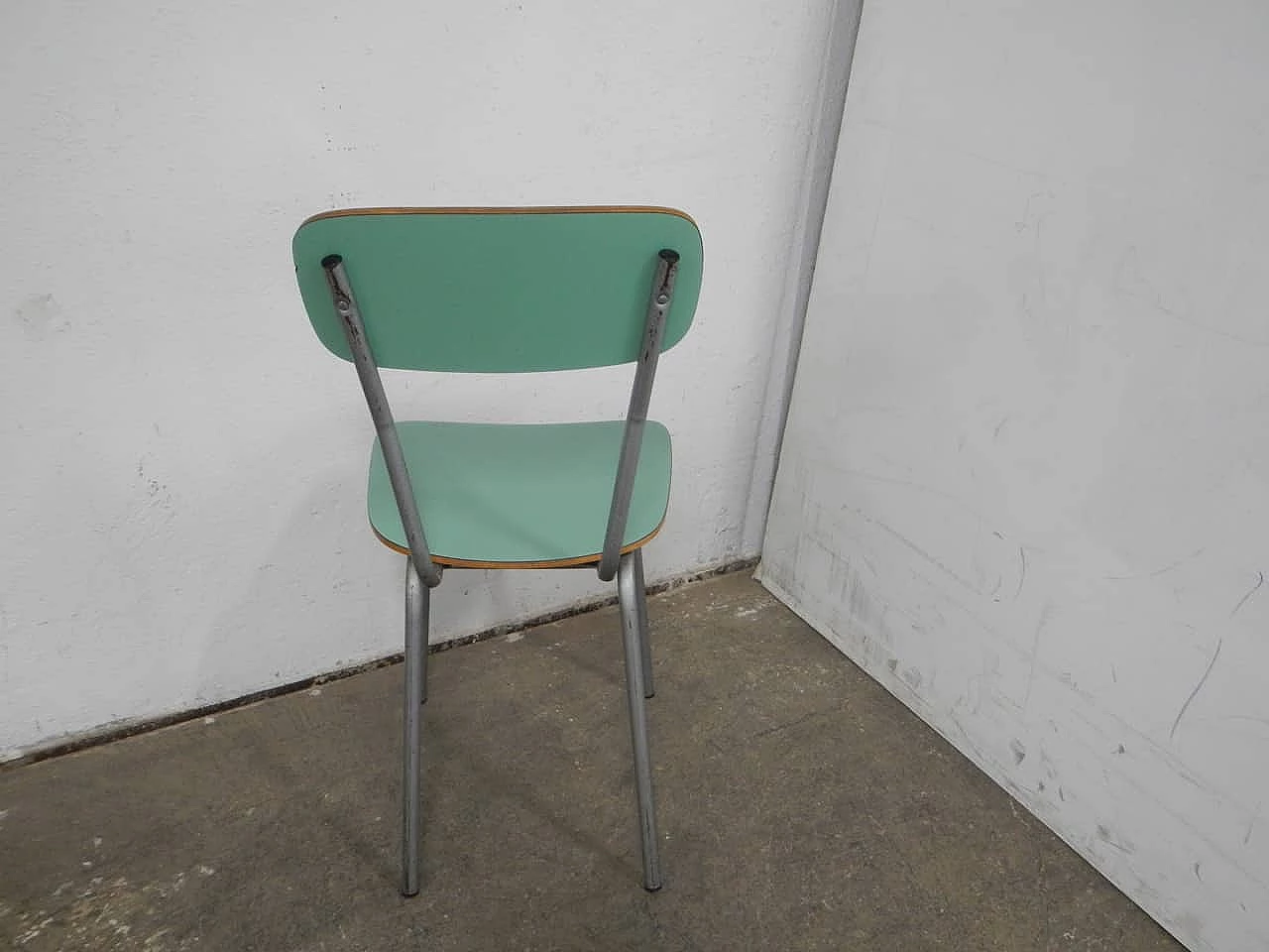 Green formica and gray metal chair, 1960s 3