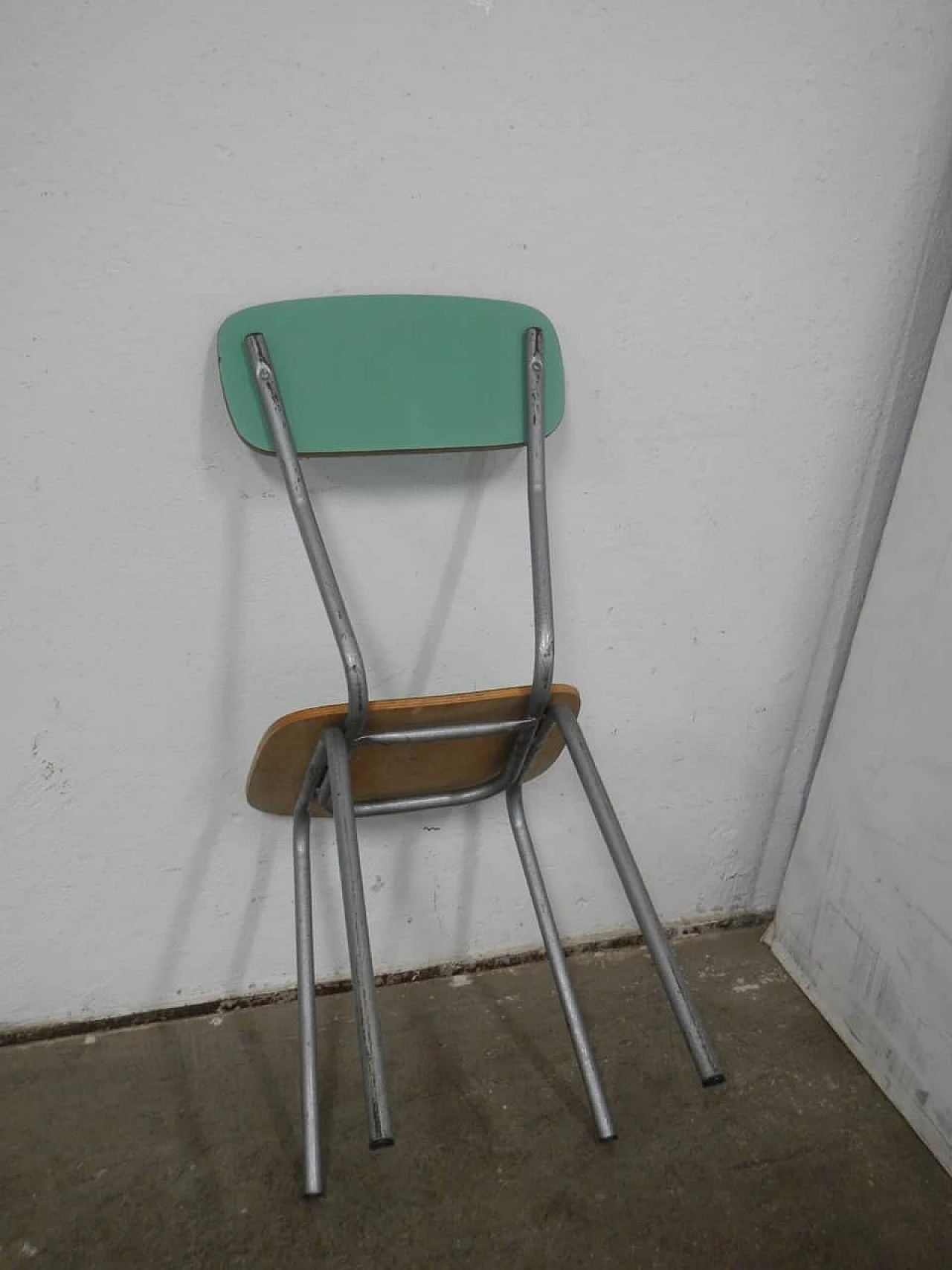Green formica and gray metal chair, 1960s 4