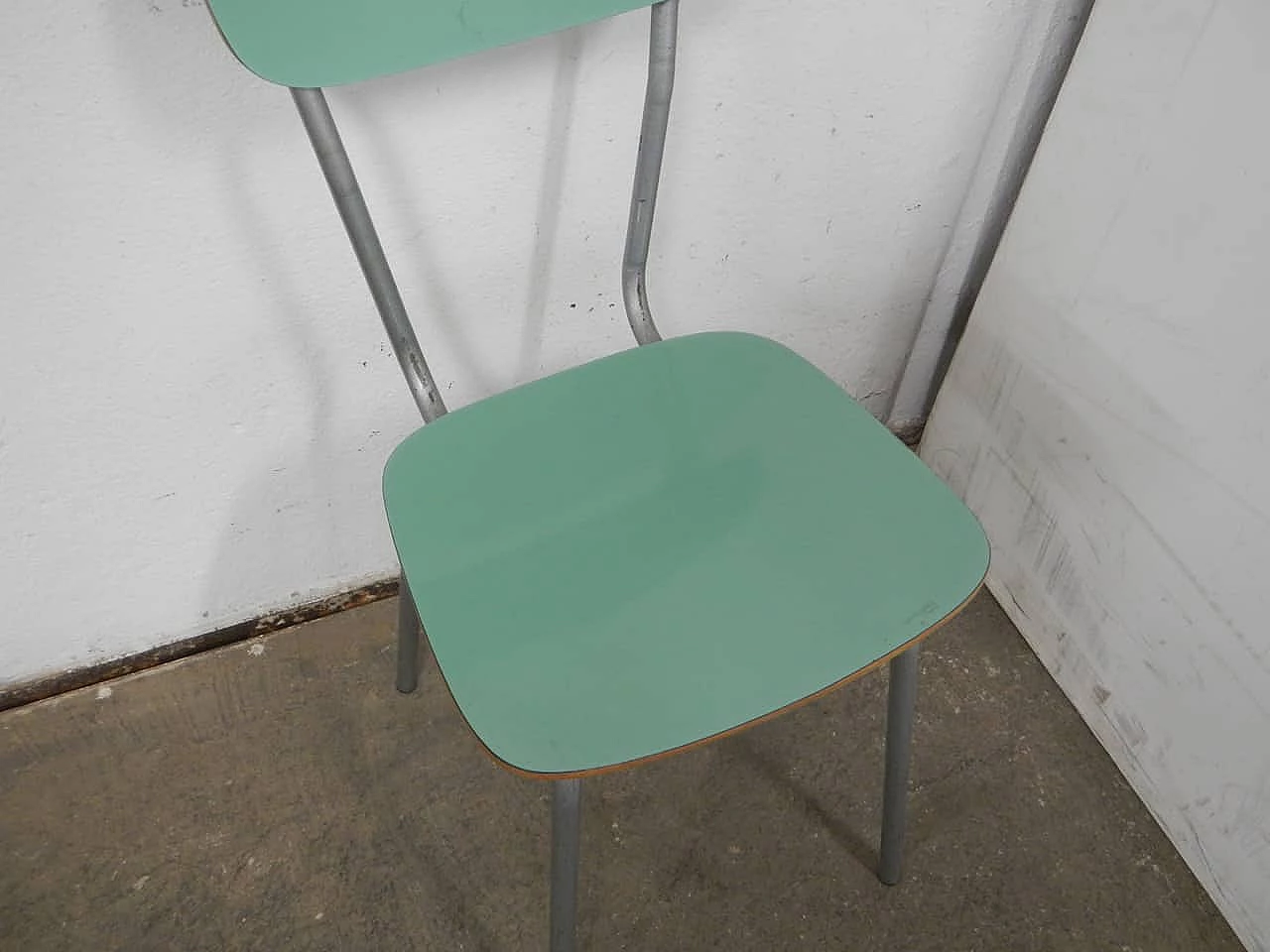 Green formica and gray metal chair, 1960s 5