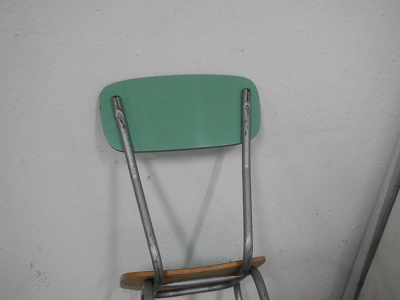 Sedia in formica verde e metallo grigio, anni '60 6