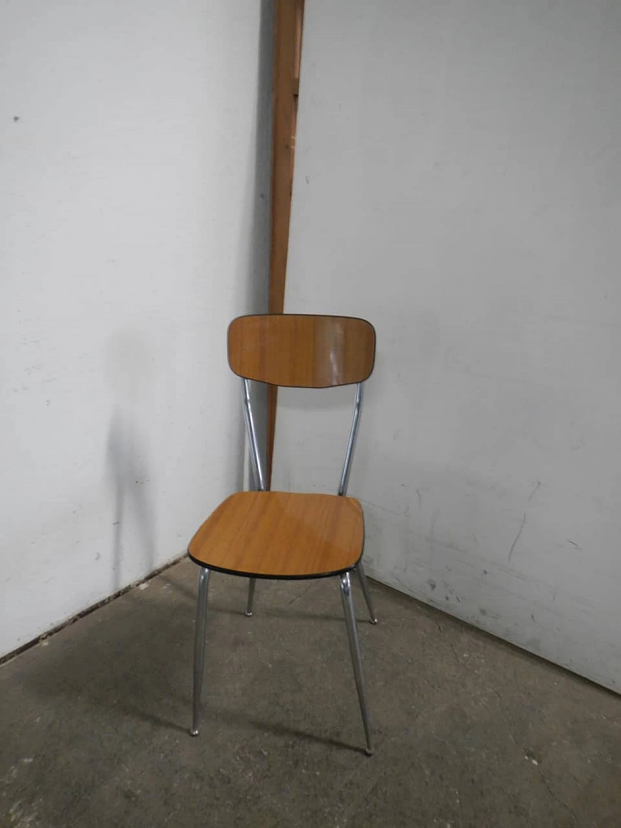 Brown formica chair with chrome-plated metal frame, 1950s 2