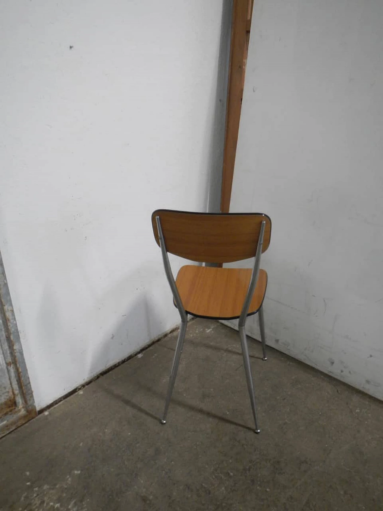 Brown formica chair with chrome-plated metal frame, 1950s 3