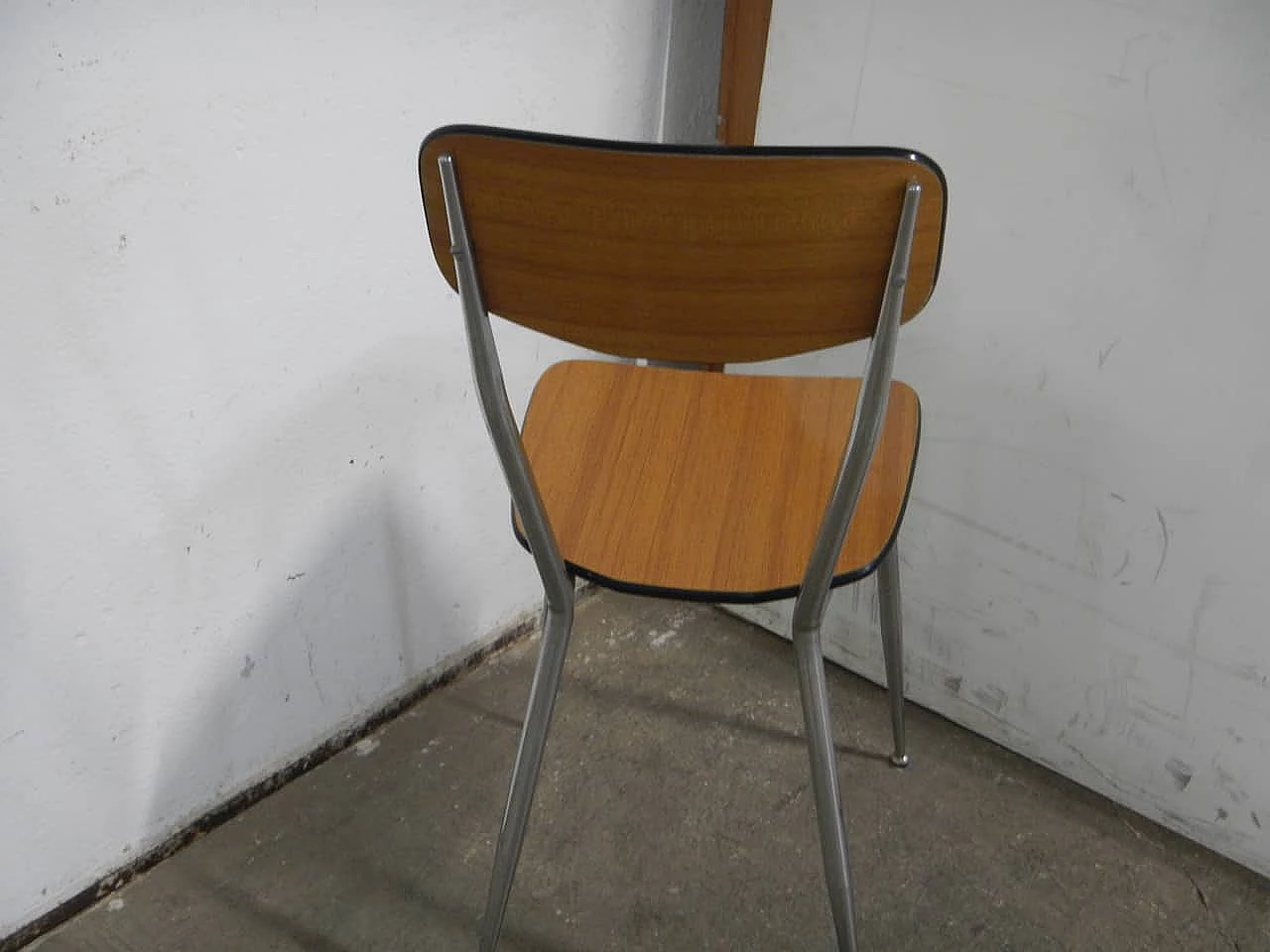 Brown formica chair with chrome-plated metal frame, 1950s 4