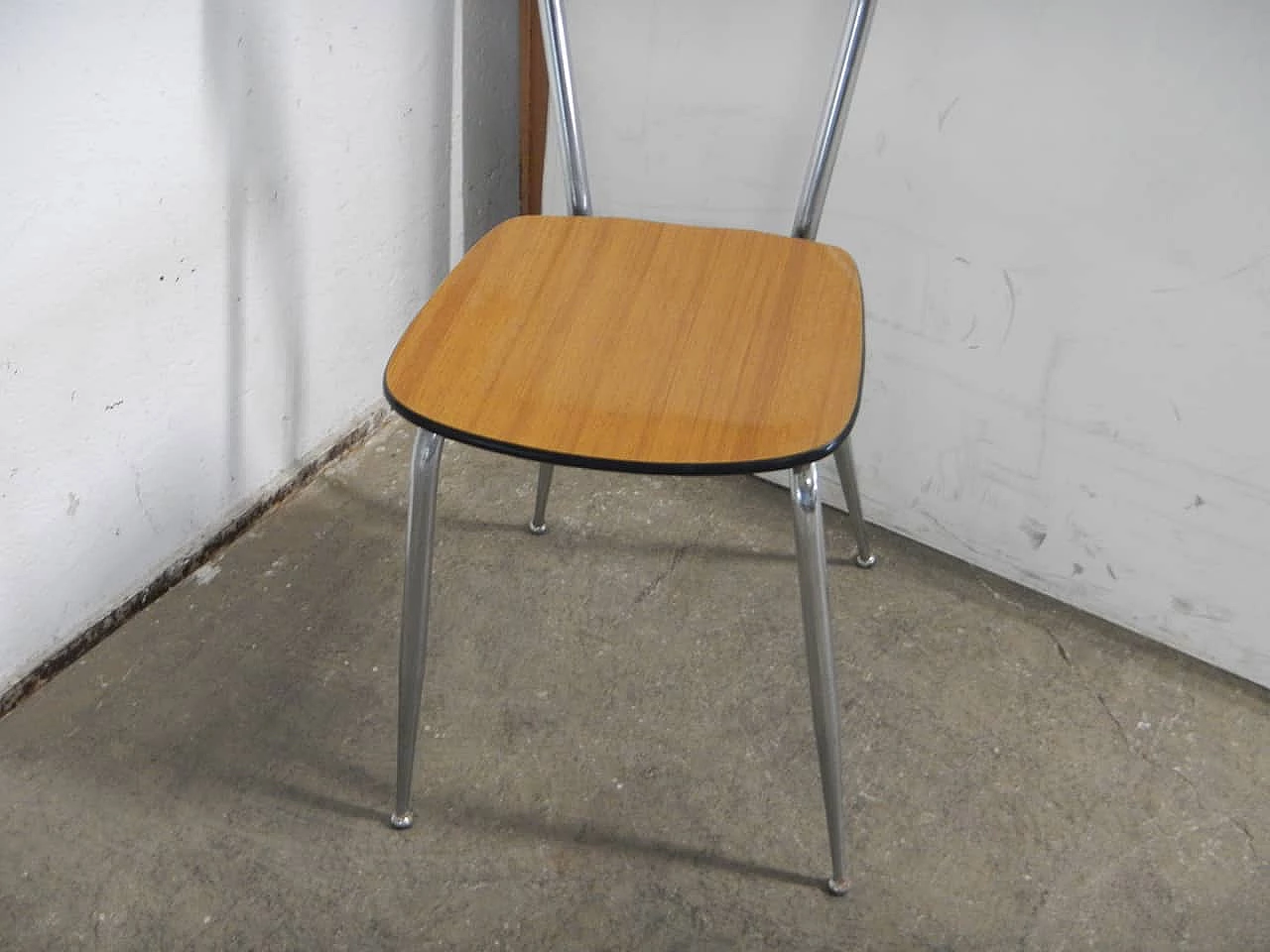 Brown formica chair with chrome-plated metal frame, 1950s 5
