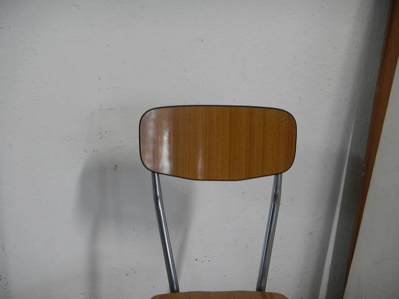 Brown formica chair with chrome-plated metal frame, 1950s 6