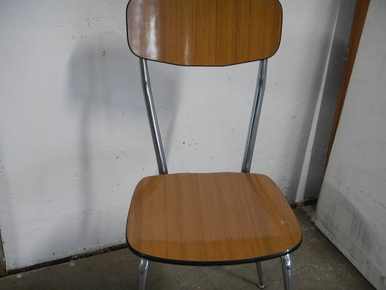 Brown formica chair with chrome-plated metal frame, 1950s 7