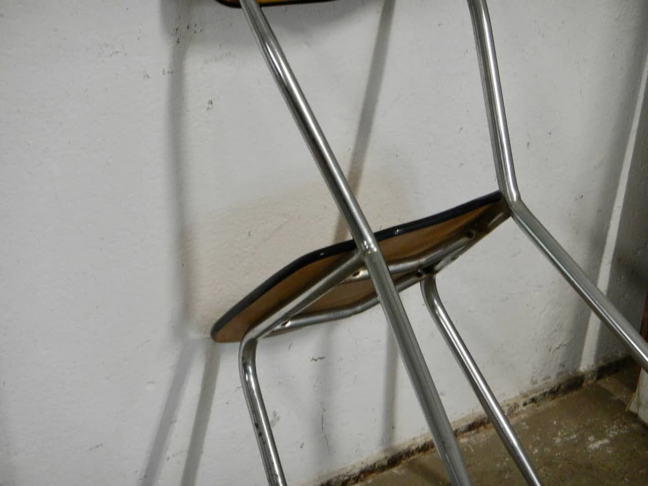Brown formica chair with chrome-plated metal frame, 1950s 9