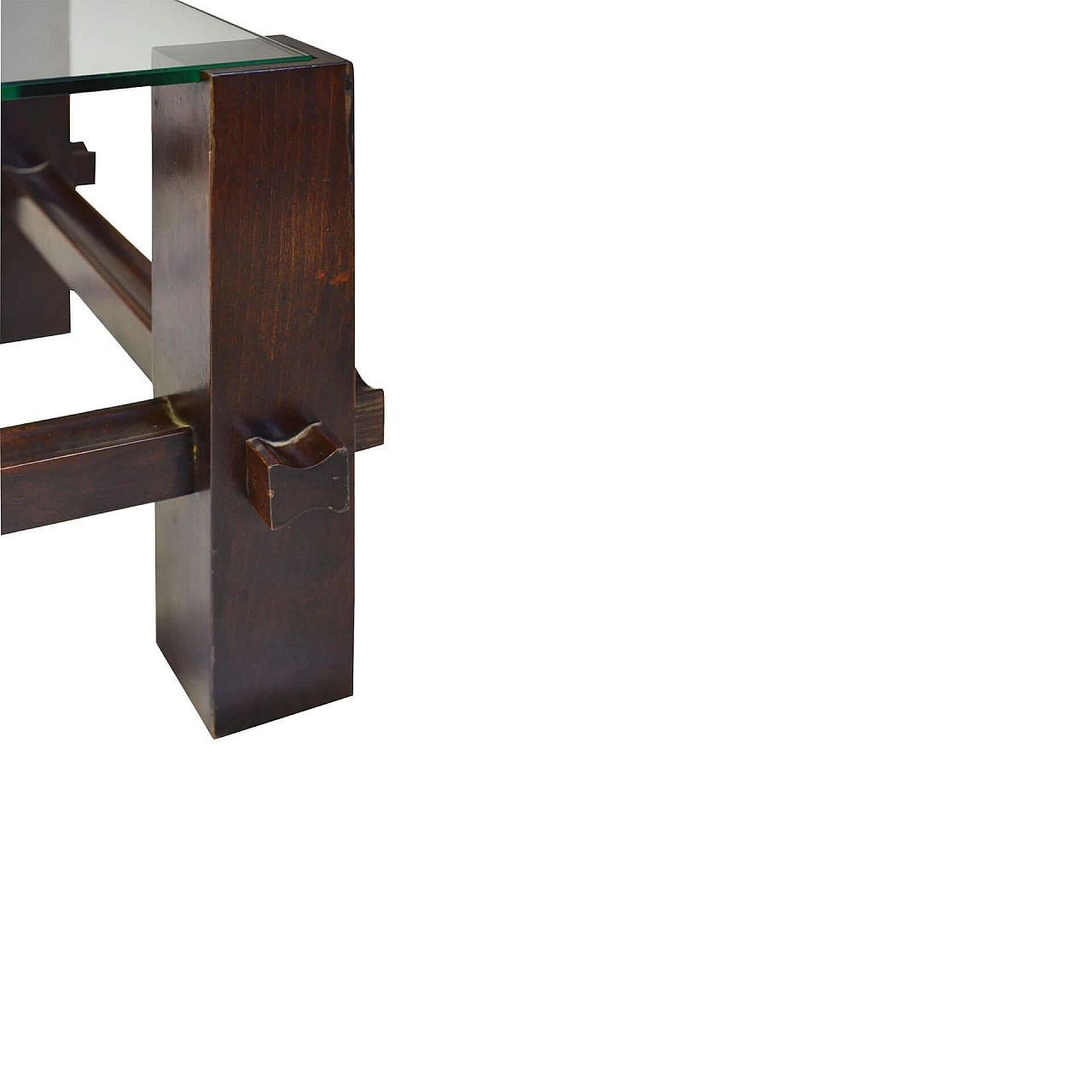 Tavolino 2461 in legno e vetro di Fontana Arte, anni '60 2