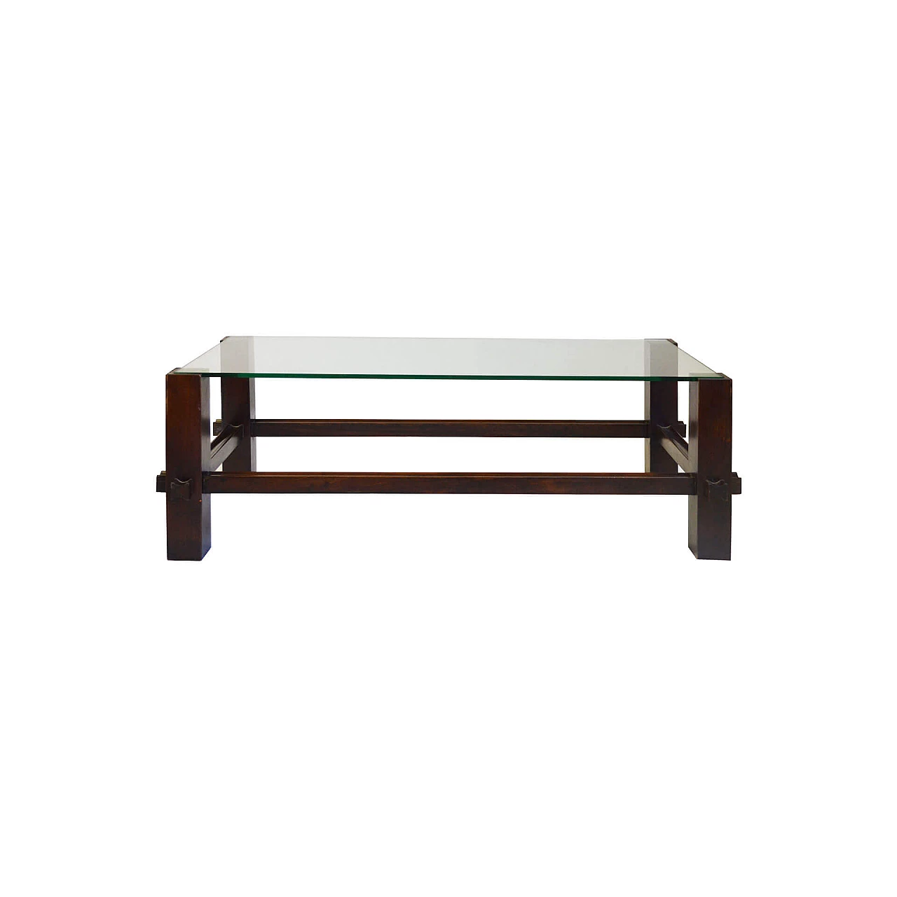 Wood and glass 2461 coffee table by Fontana Arte, 1960s 5