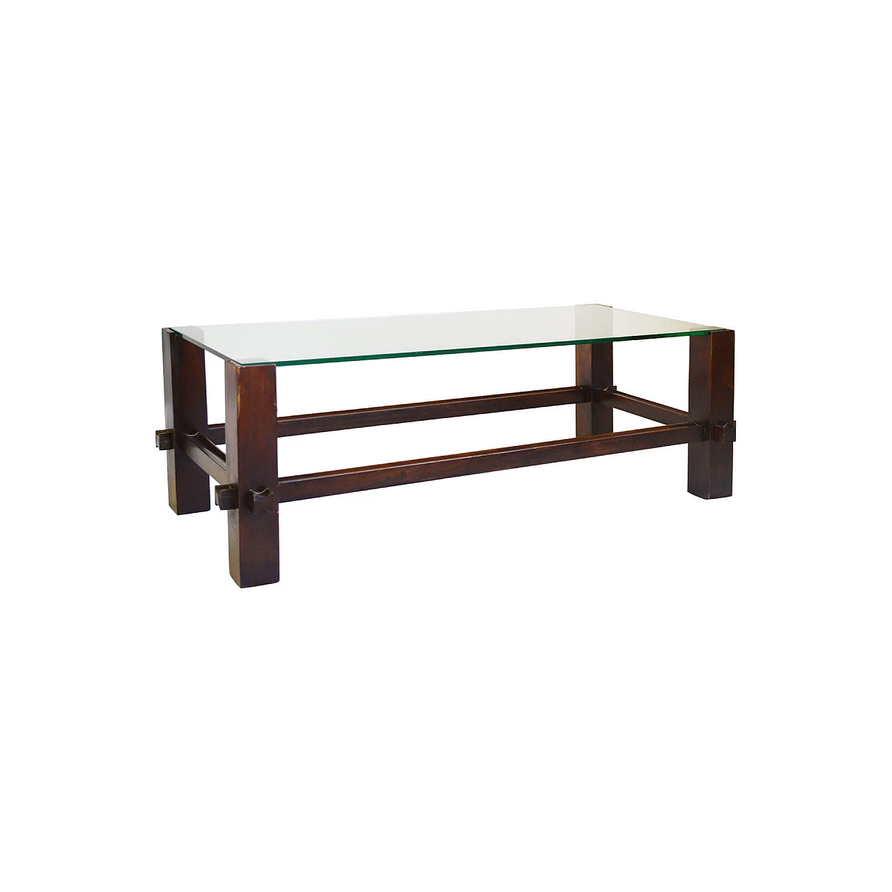 Wood and glass 2461 coffee table by Fontana Arte, 1960s 6