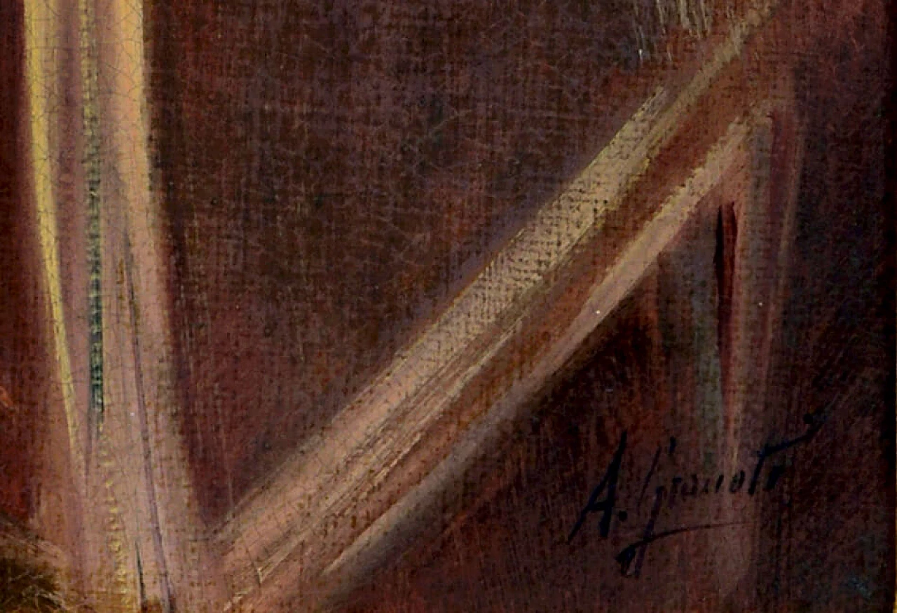 Angelo Granati, Woman on sofa, reproduction of G. Boldini, painting on canvas, 1970s 12