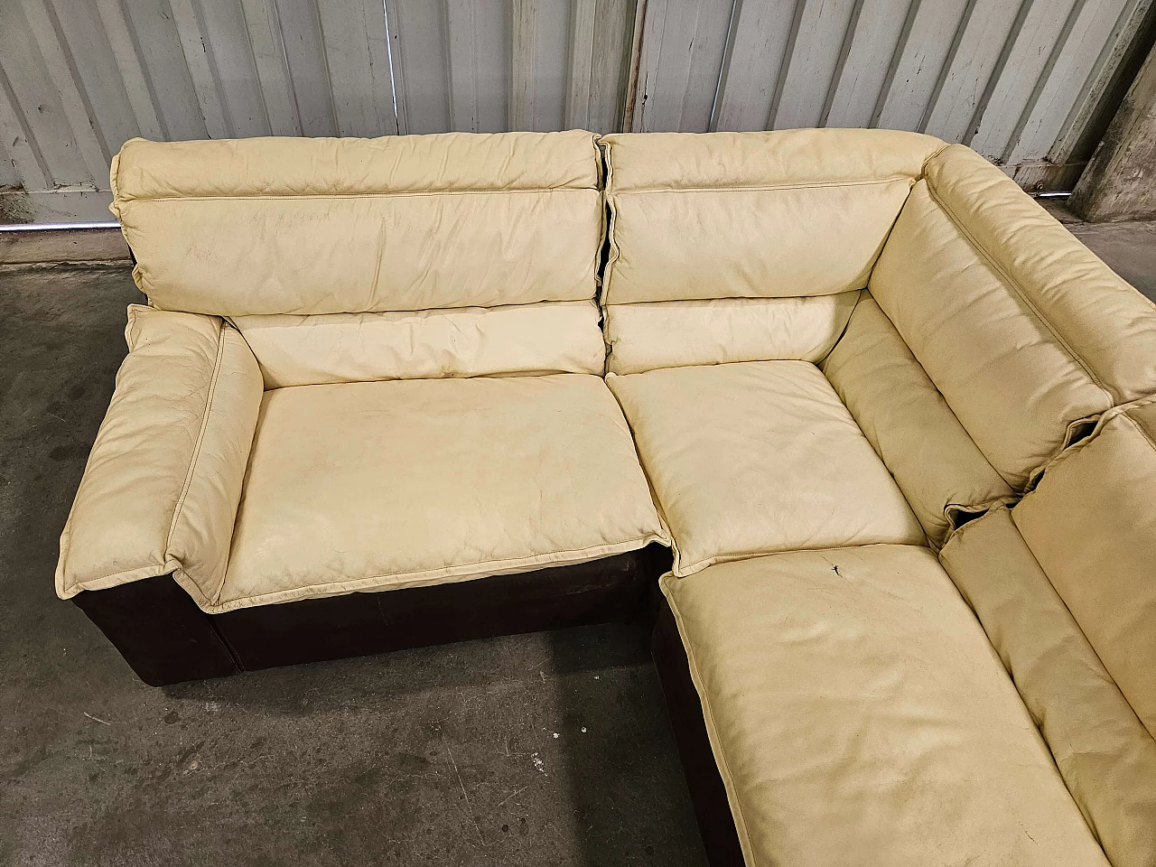 Leather and suede modular corner sofa, 1970s 2