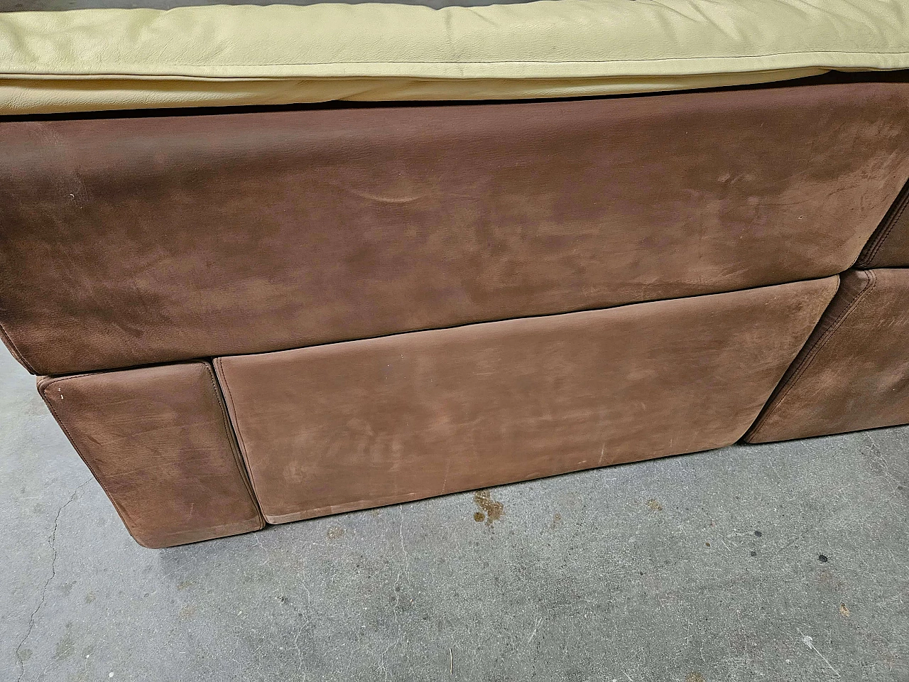 Leather and suede modular corner sofa, 1970s 6