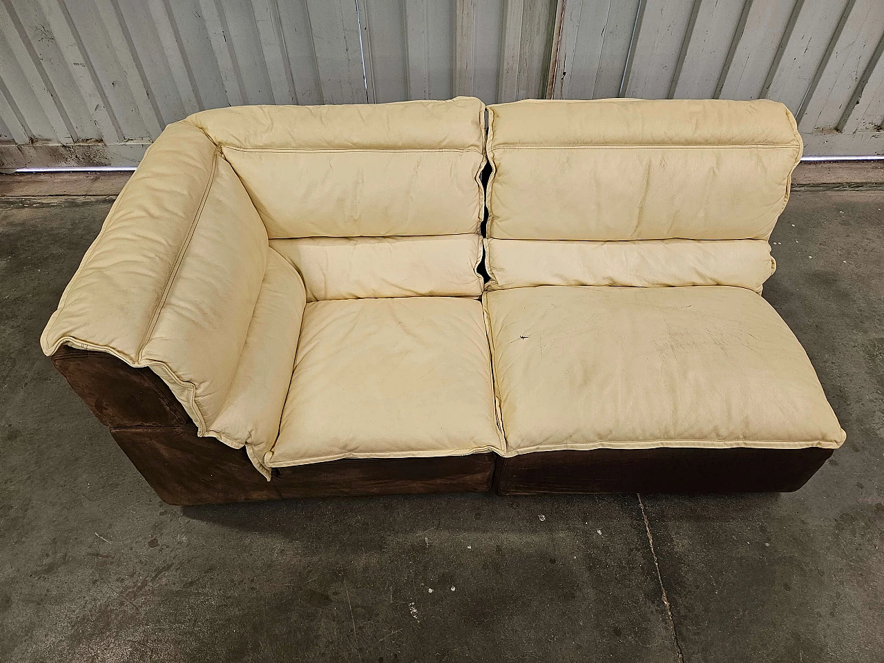 Leather and suede modular corner sofa, 1970s 18