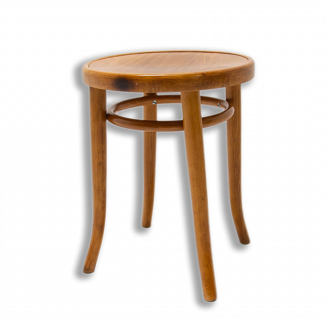 Bent beech and plywood stool by Thonet, 1920s 1