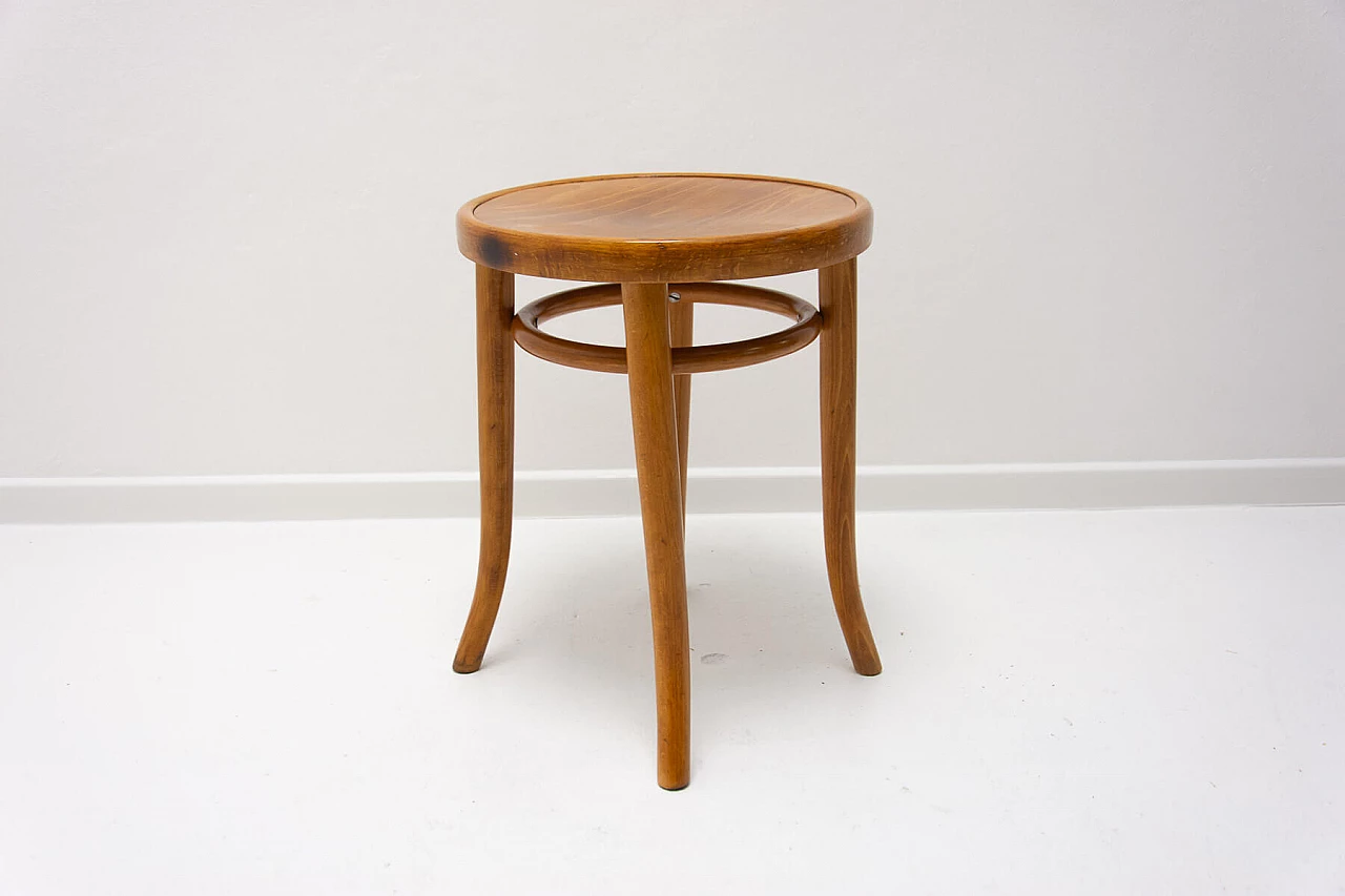 Bent beech and plywood stool by Thonet, 1920s 3