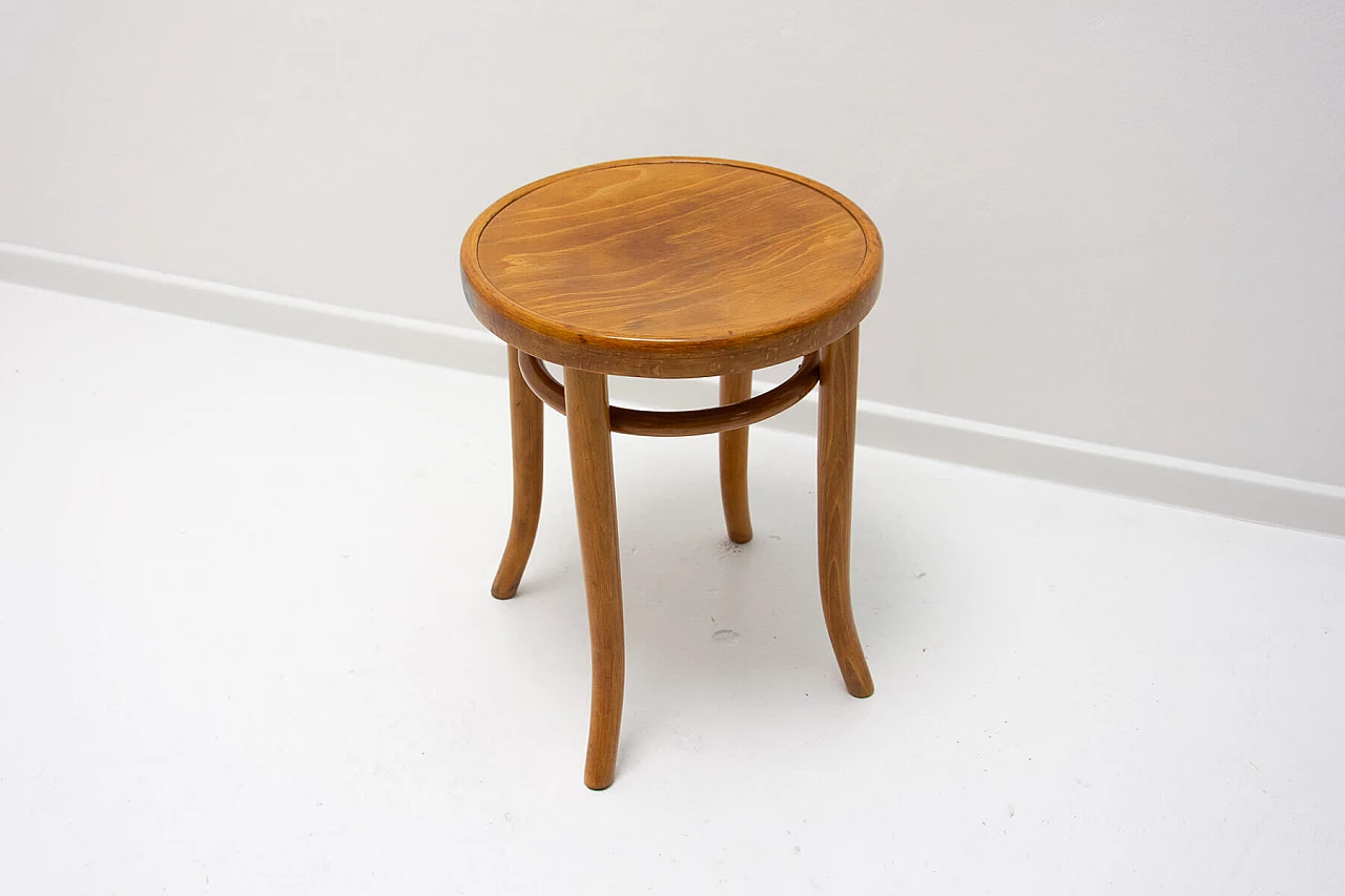 Bent beech and plywood stool by Thonet, 1920s 4