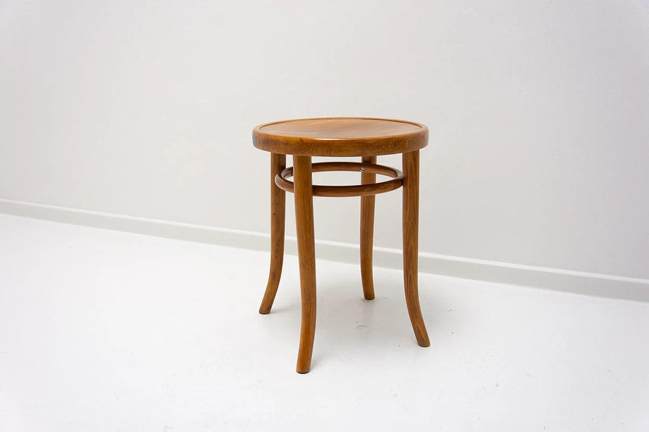 Bent beech and plywood stool by Thonet, 1920s 5