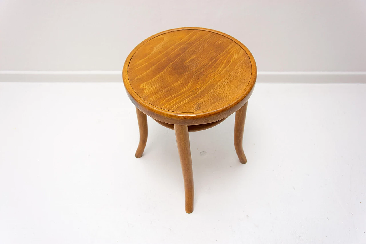Bent beech and plywood stool by Thonet, 1920s 8