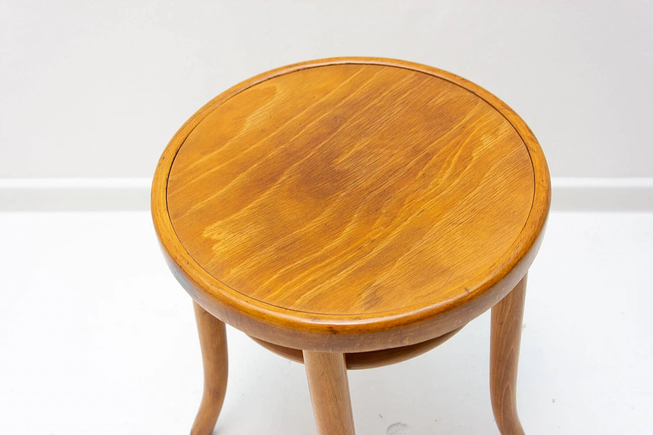 Bent beech and plywood stool by Thonet, 1920s 9