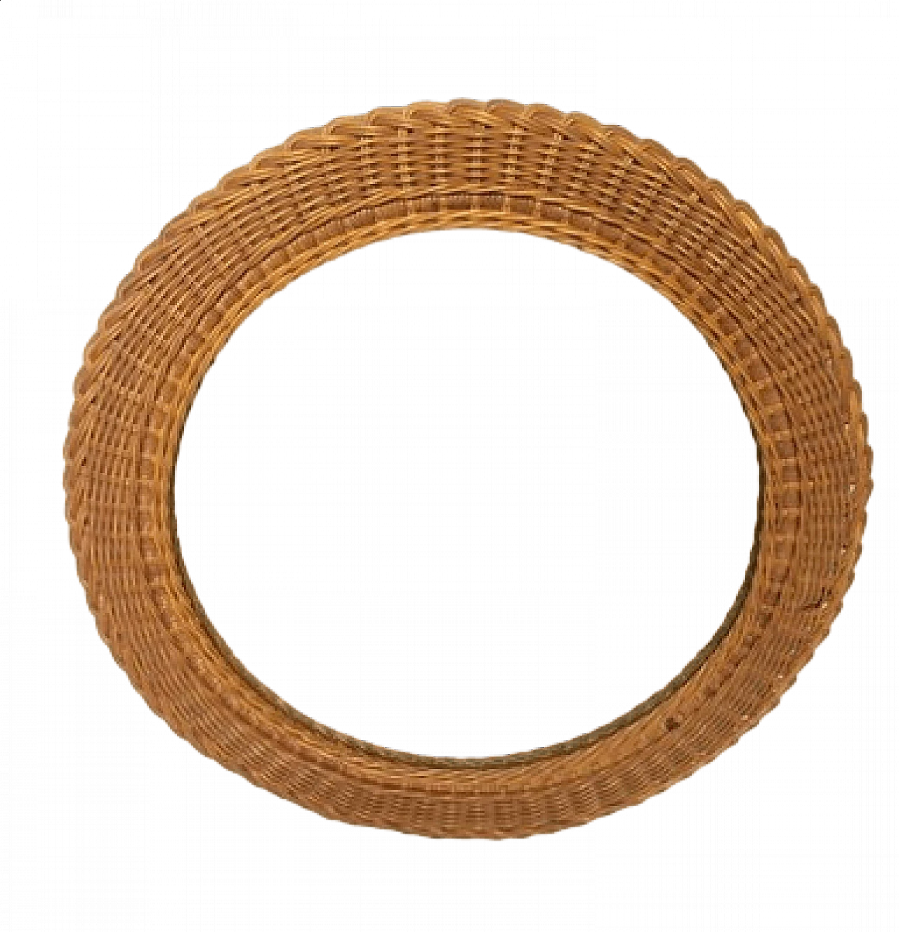 Round wicker wall mirror attributed to Franco Albini, 1950s 7