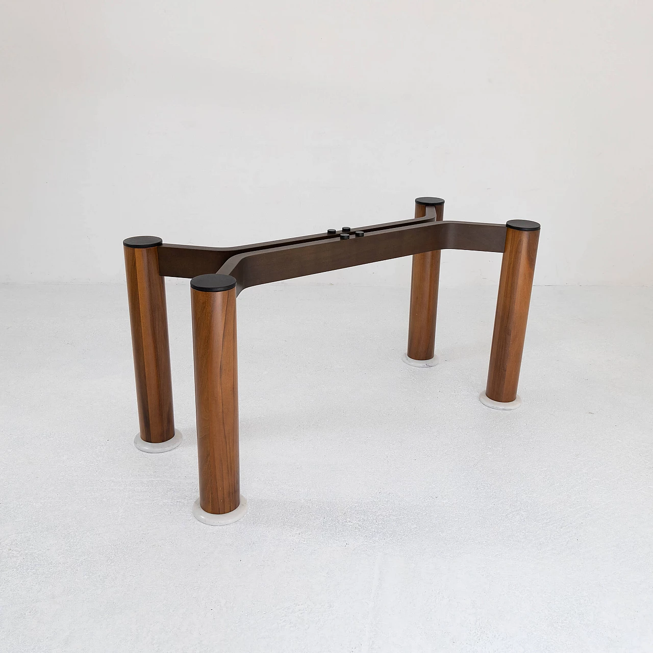 Walnut and white marble table, 1970s 1