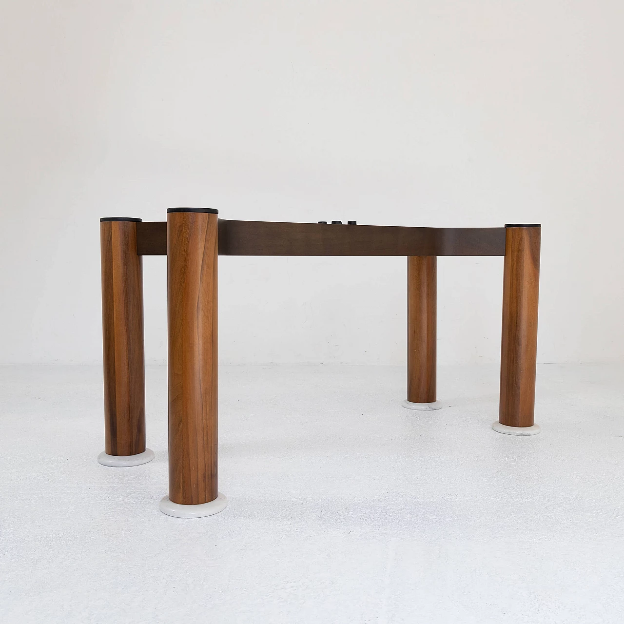 Walnut and white marble table, 1970s 2