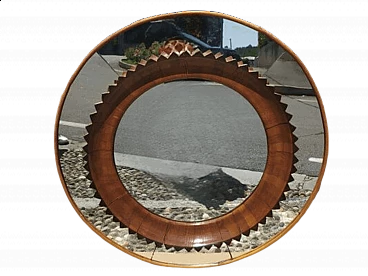 Round beech mirror by Fratelli Marelli/Framar, 1940s