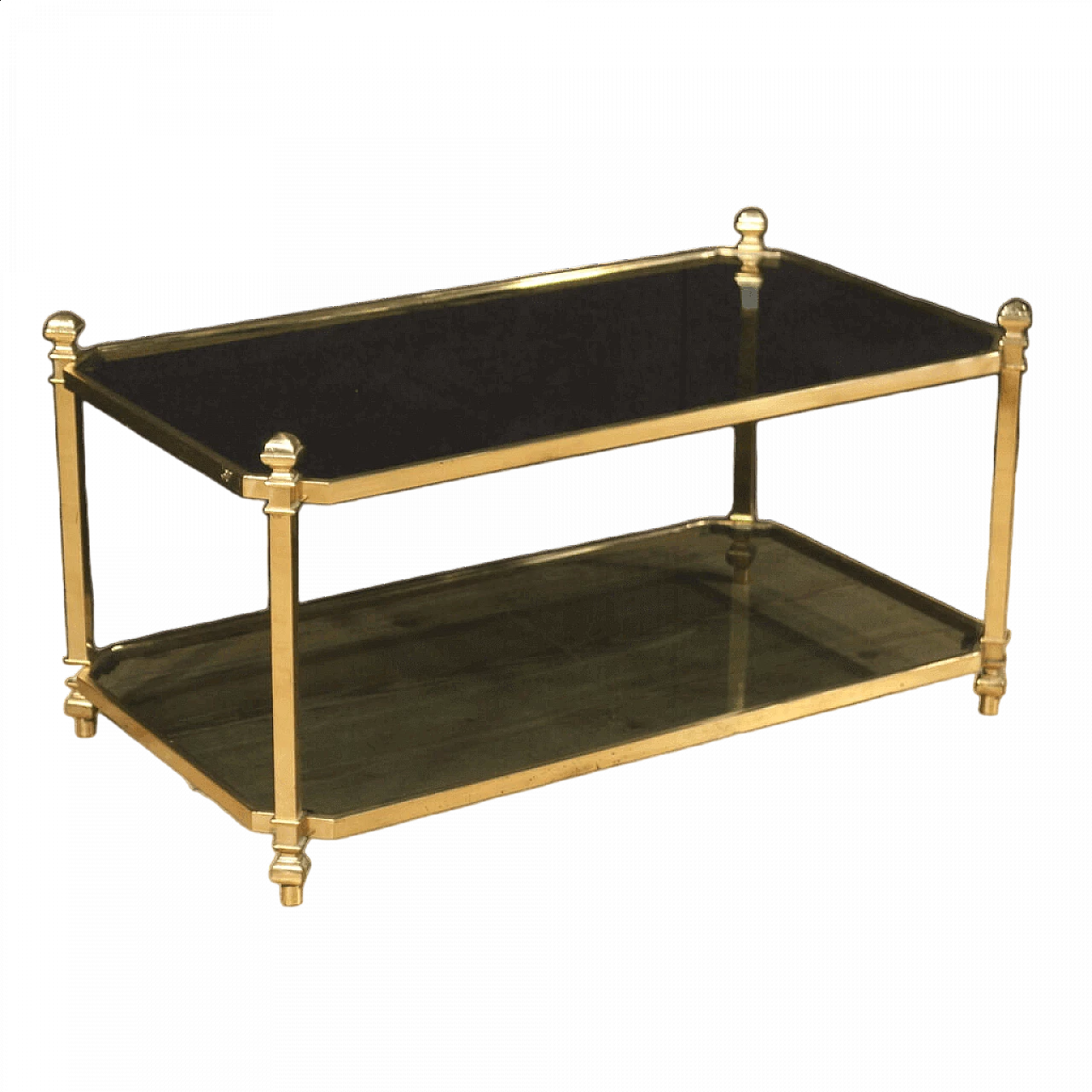 Coffee table in gilded metal with matt glass tops, 1970s 14
