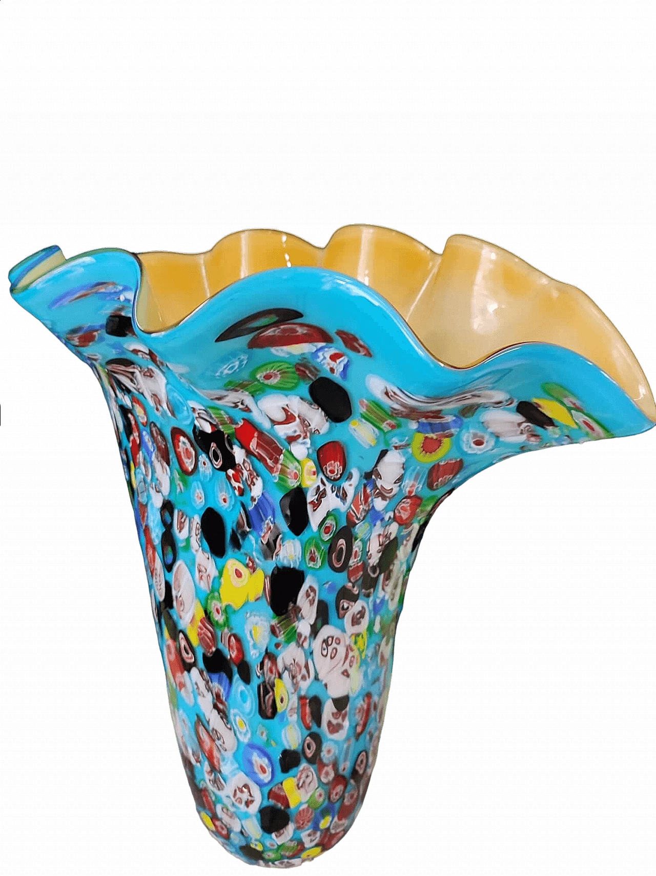 Blue glass vase with murrine, 2000s 6