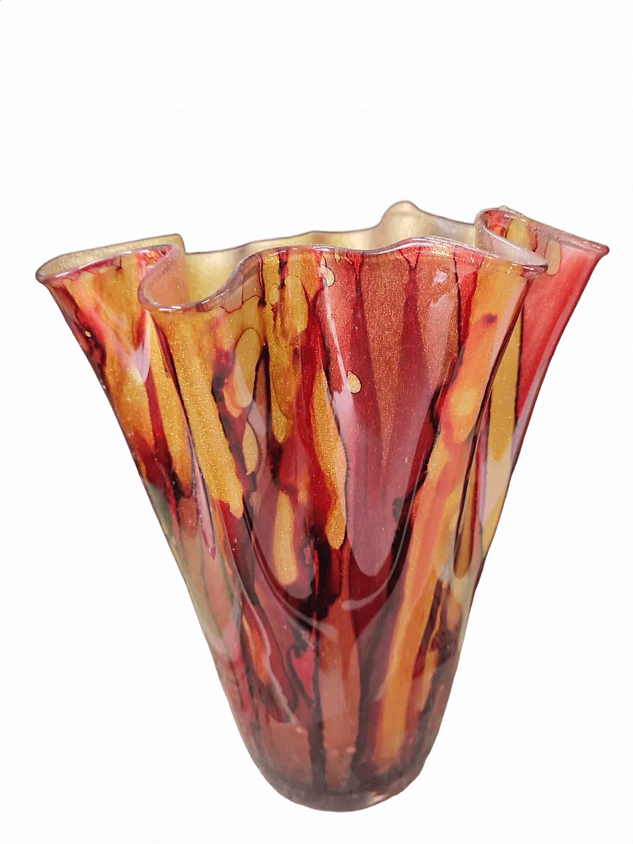 Red and gold glass vase, 2000s 5