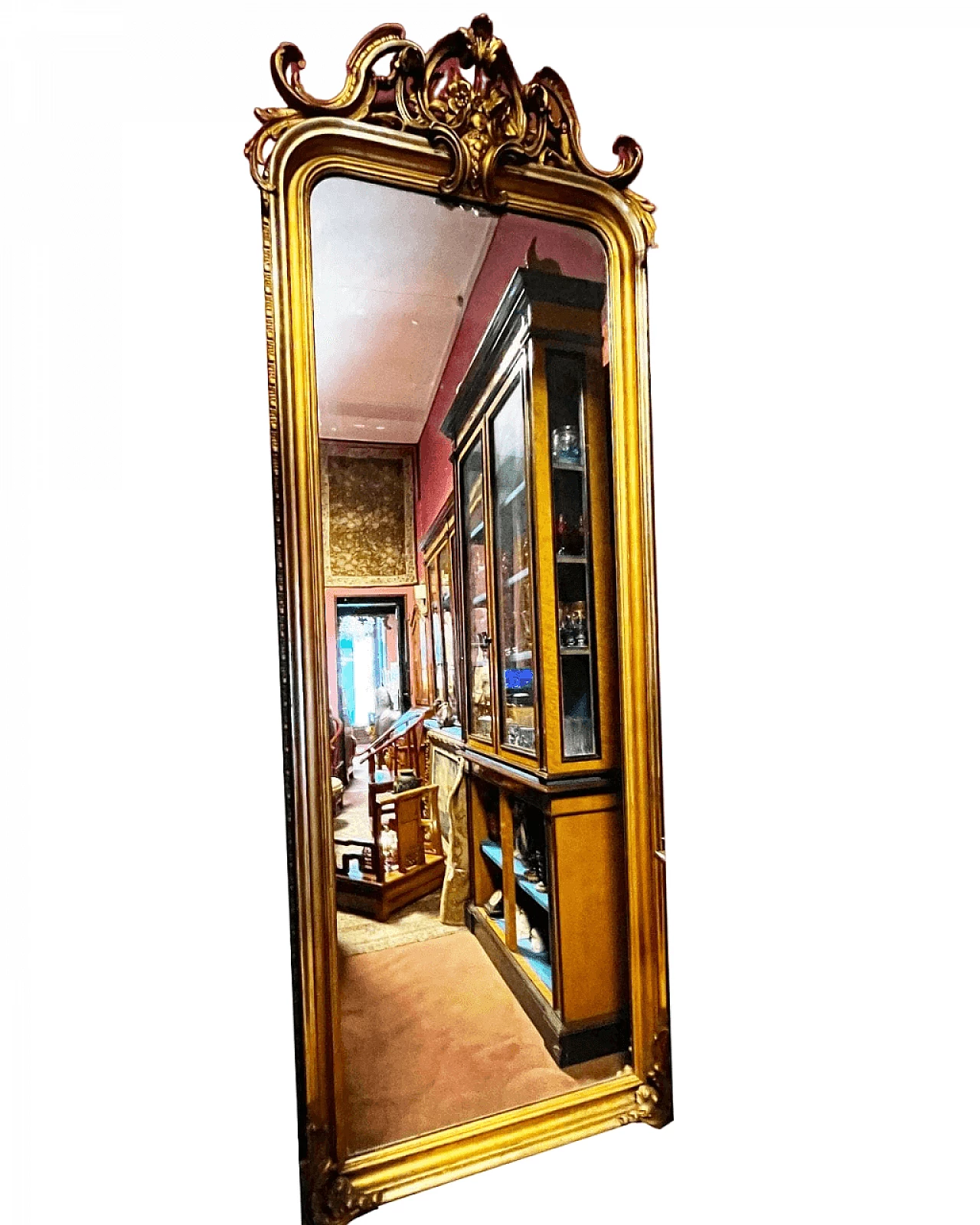 Specchio francese rettangolare in legno dorato, fine '800 4
