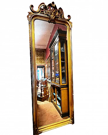 Specchio francese rettangolare in legno dorato, fine '800