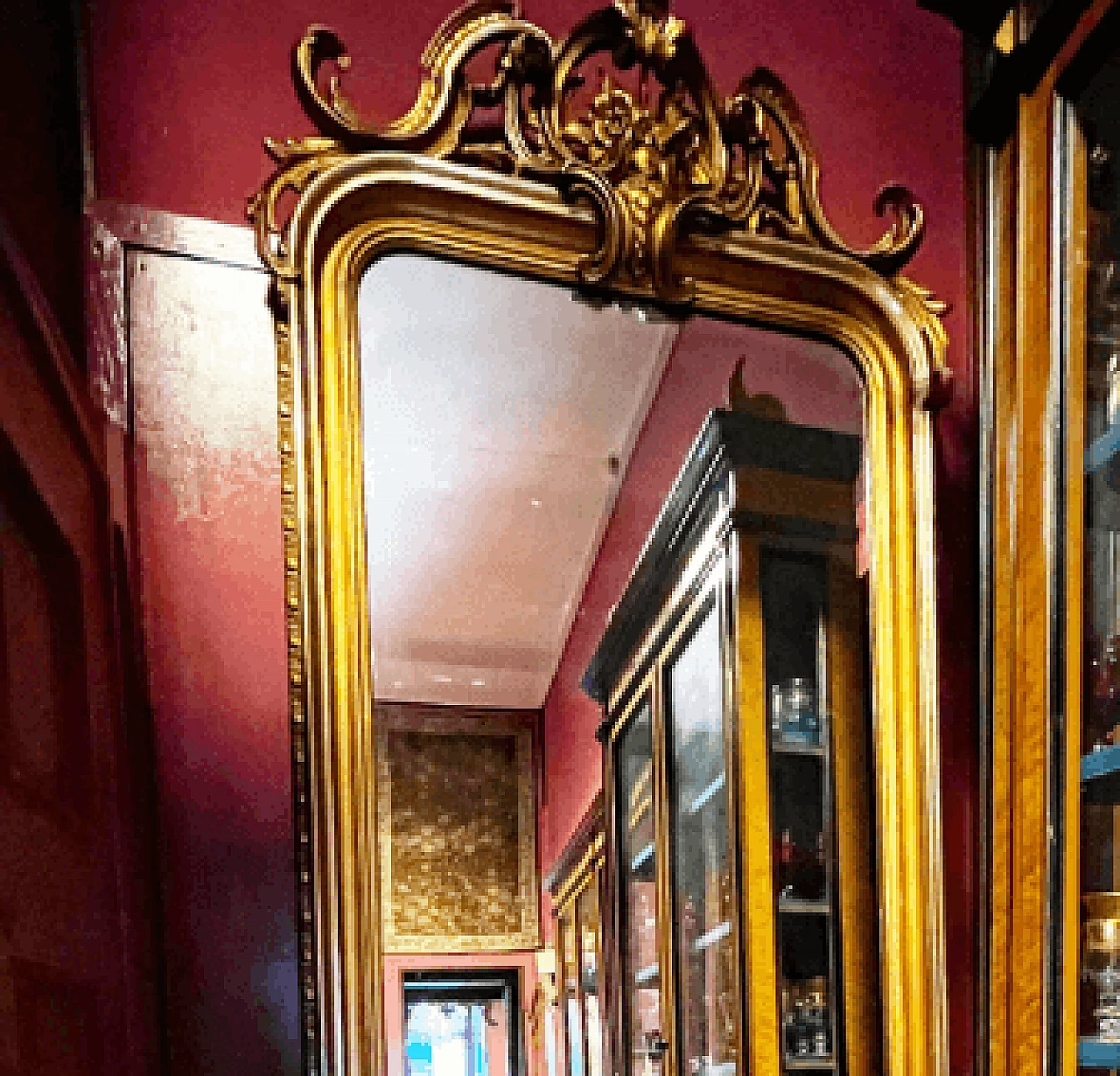 Specchio francese rettangolare in legno dorato, fine '800 5