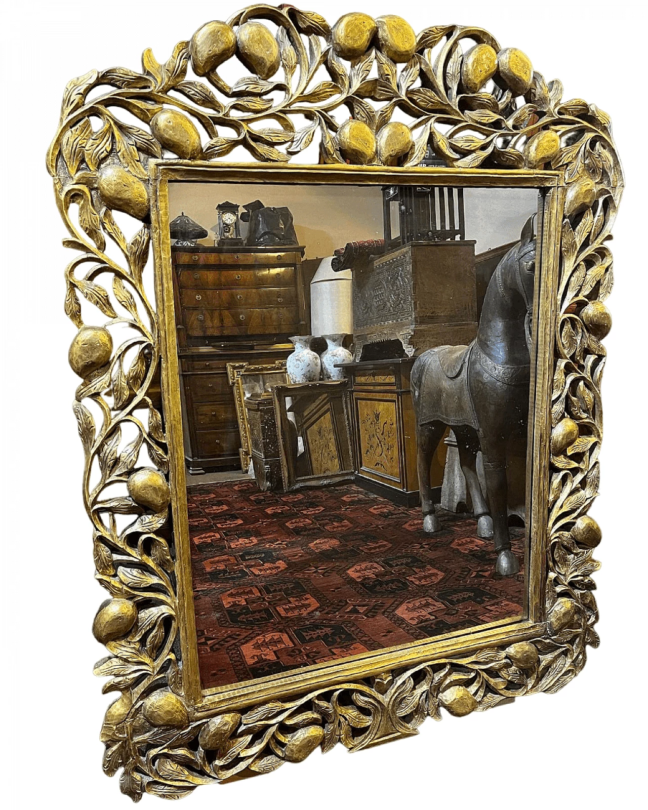 South American gilded and carved wood mirror, 19th century 4