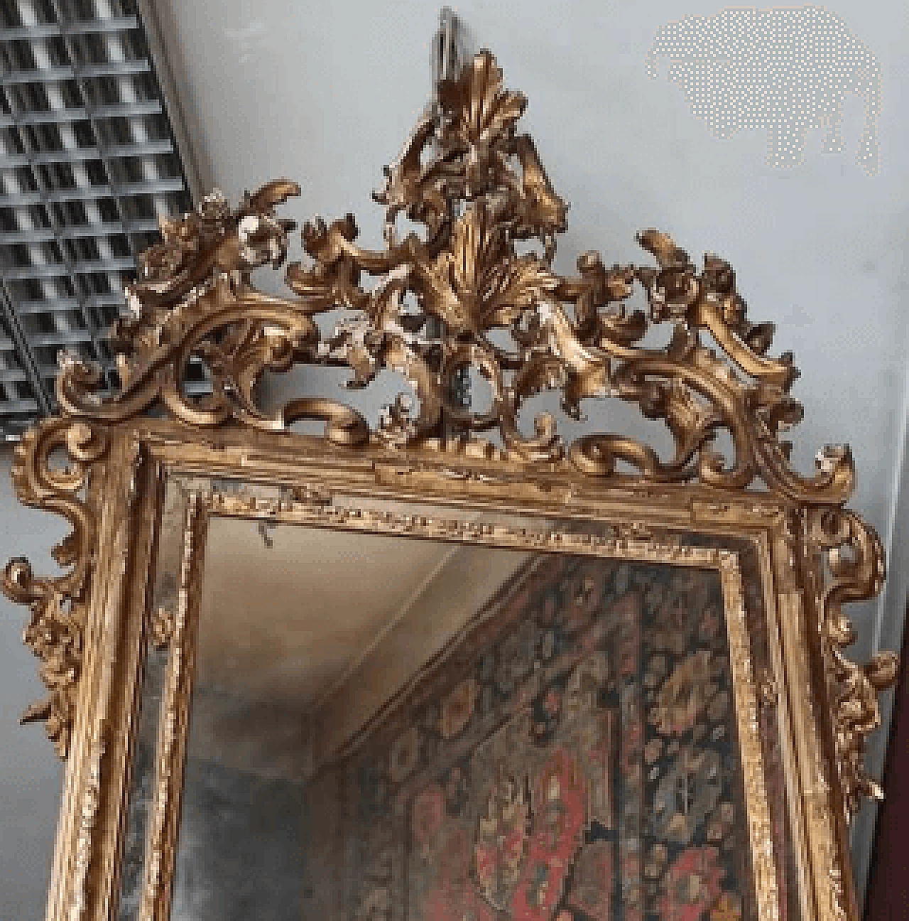 Specchio Luigi XV in legno dorato, '700 5
