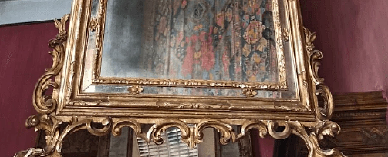 Specchio Luigi XV in legno dorato, '700 6