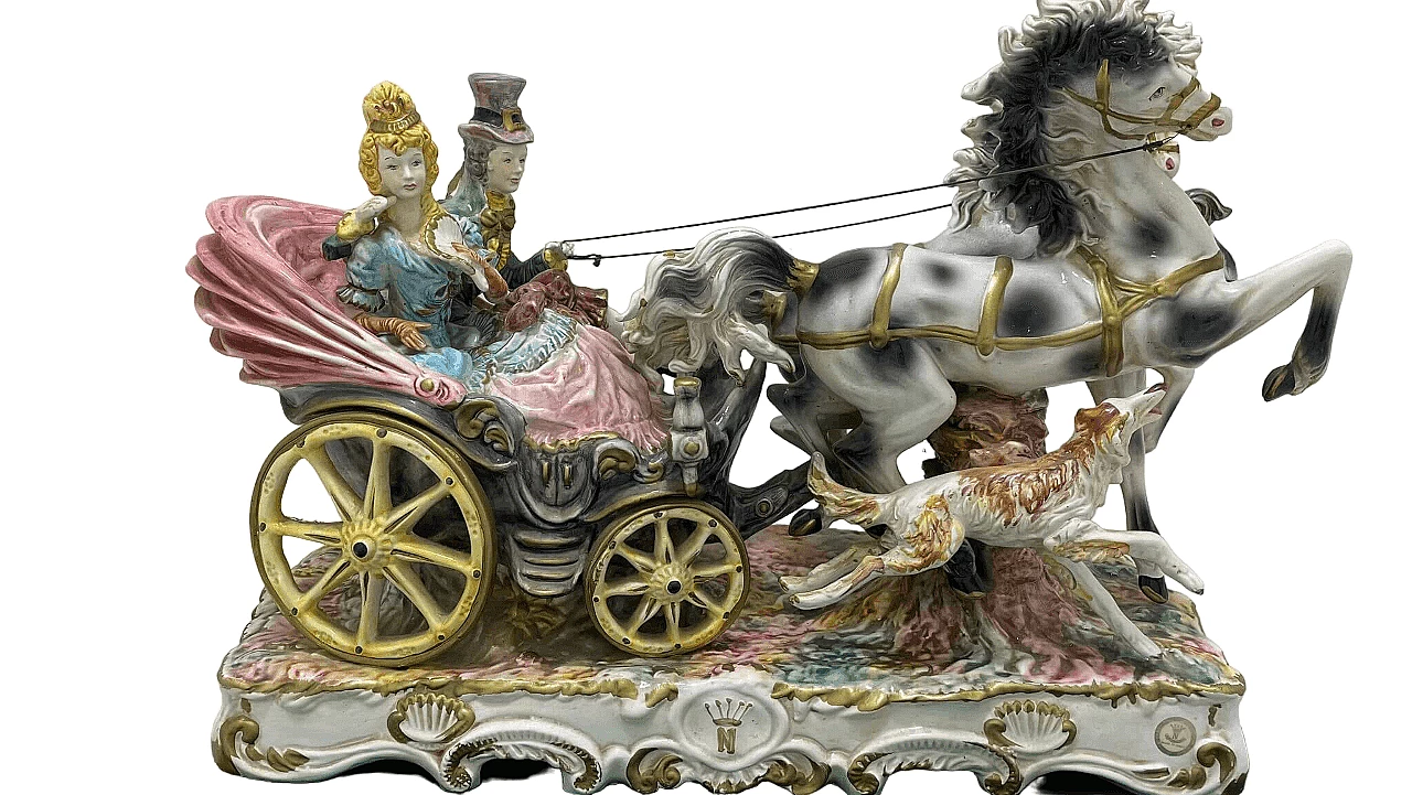 カポディモンテ　CAPODIMONTE 、馬車を引く紳士とプリンセス カポディモンテ CAPODIMONTE 、馬車を引く紳士とプリンセス