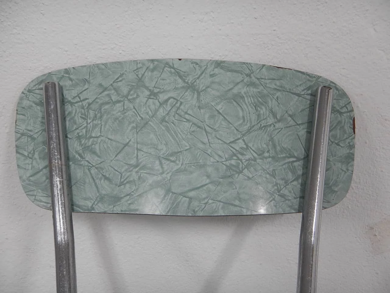 4 Chairs in green formica with grey painted metal frame, 1960s 10