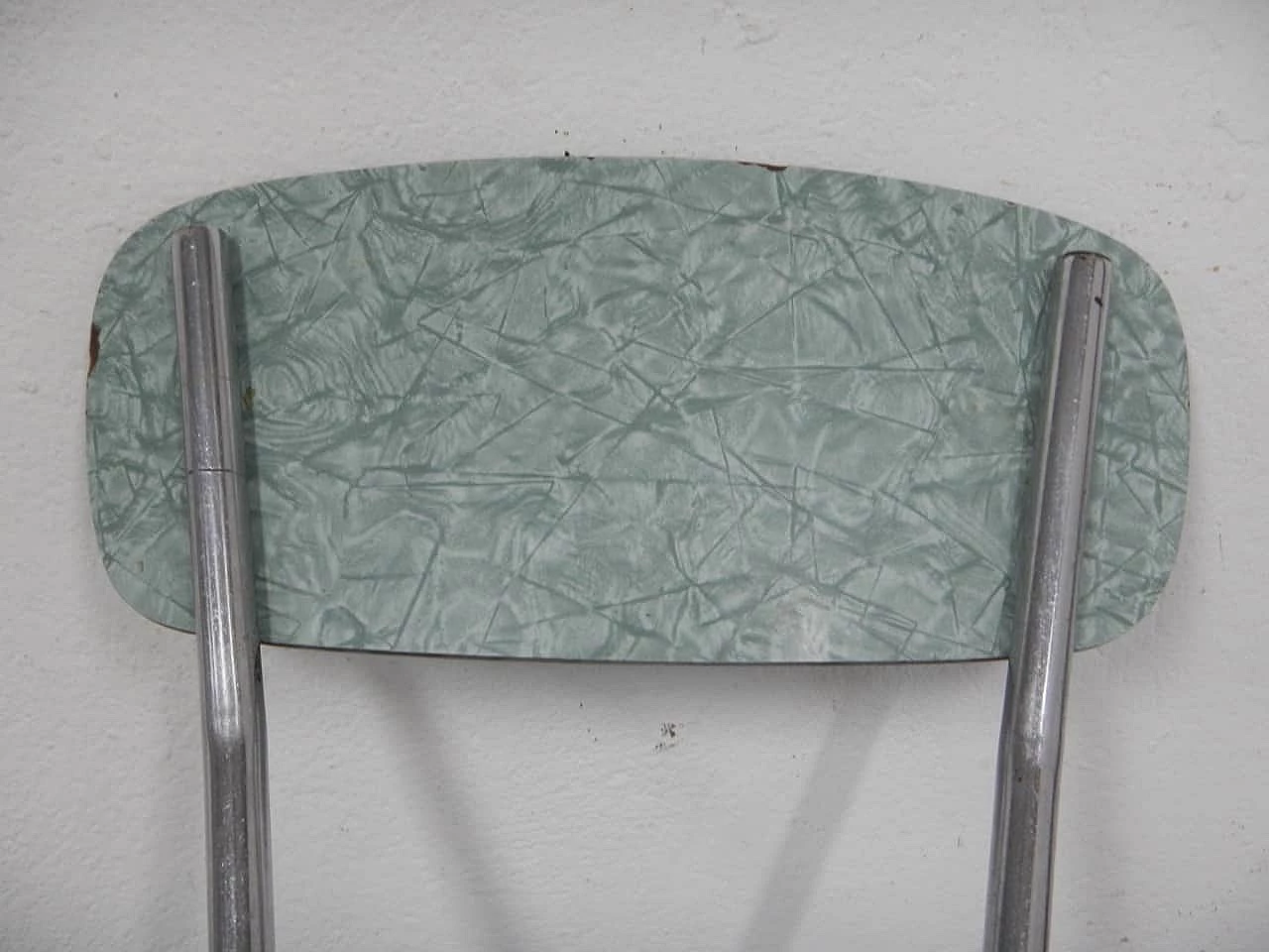 4 Chairs in green formica with grey painted metal frame, 1960s 11