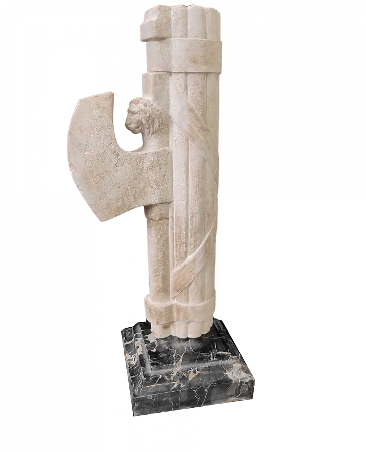 Stone fasces sculpture with Portoro black marble base 7