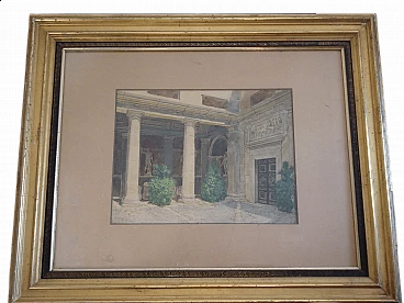 Carl Friedrich Heinrich Werner, Portico pompeiano, acquerello su carta, '800