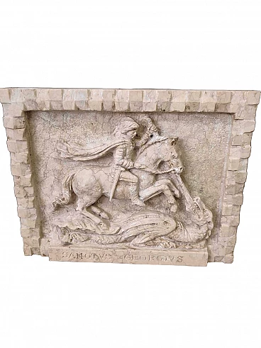 Mattonella con San Giorgio e il drago in marmo Nembro