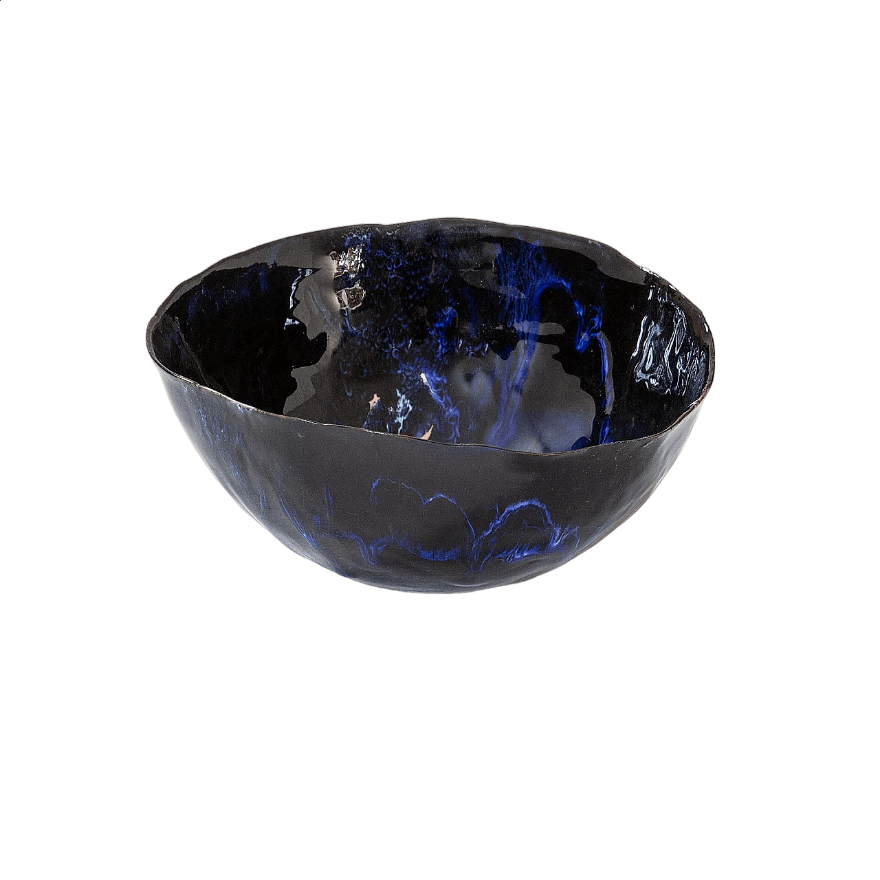 Blue glazed ceramic decorative bowl by Fausto Melotti, 1960s 8