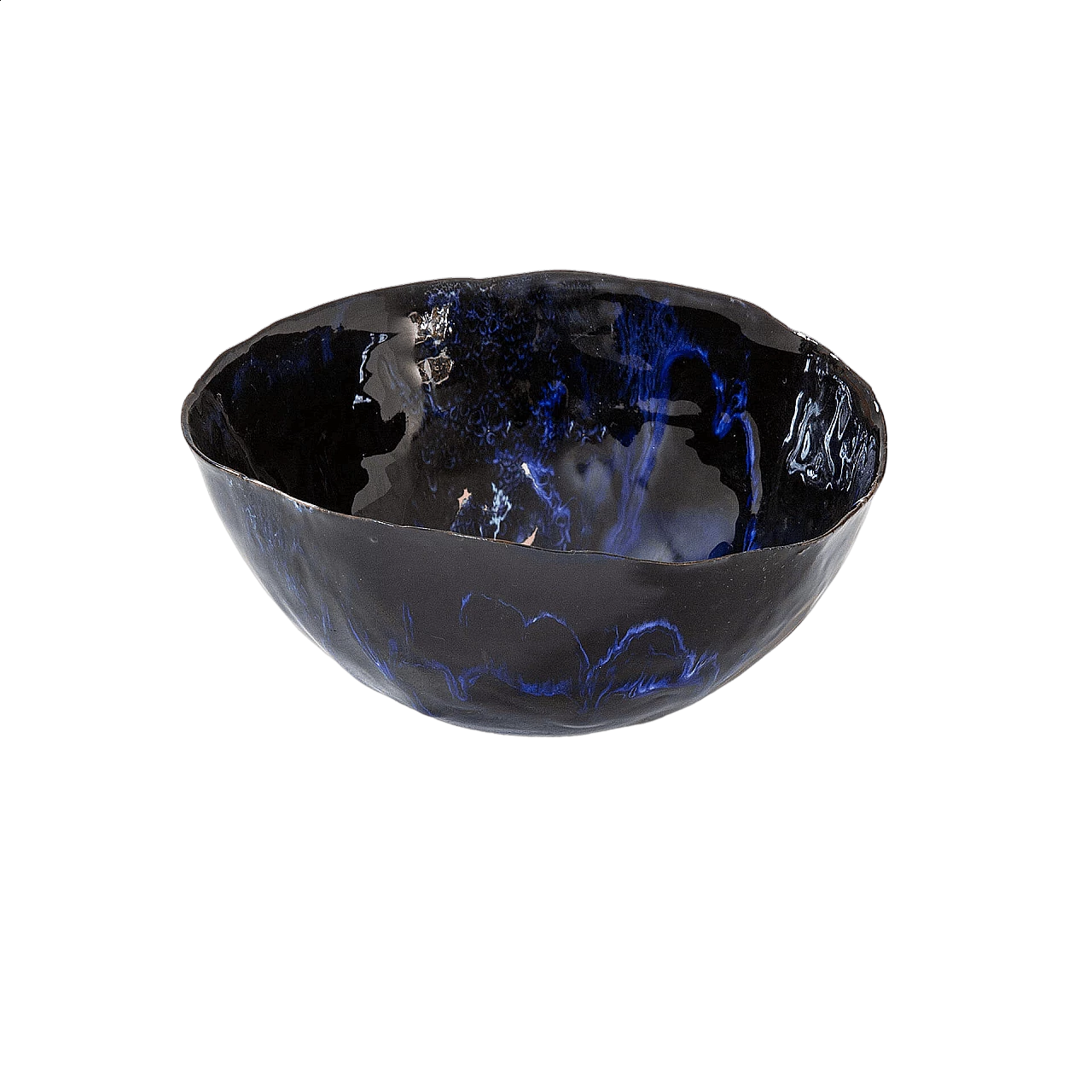 Ciotola decorativa in ceramica smaltata blu di Fausto Melotti, anni '60 8