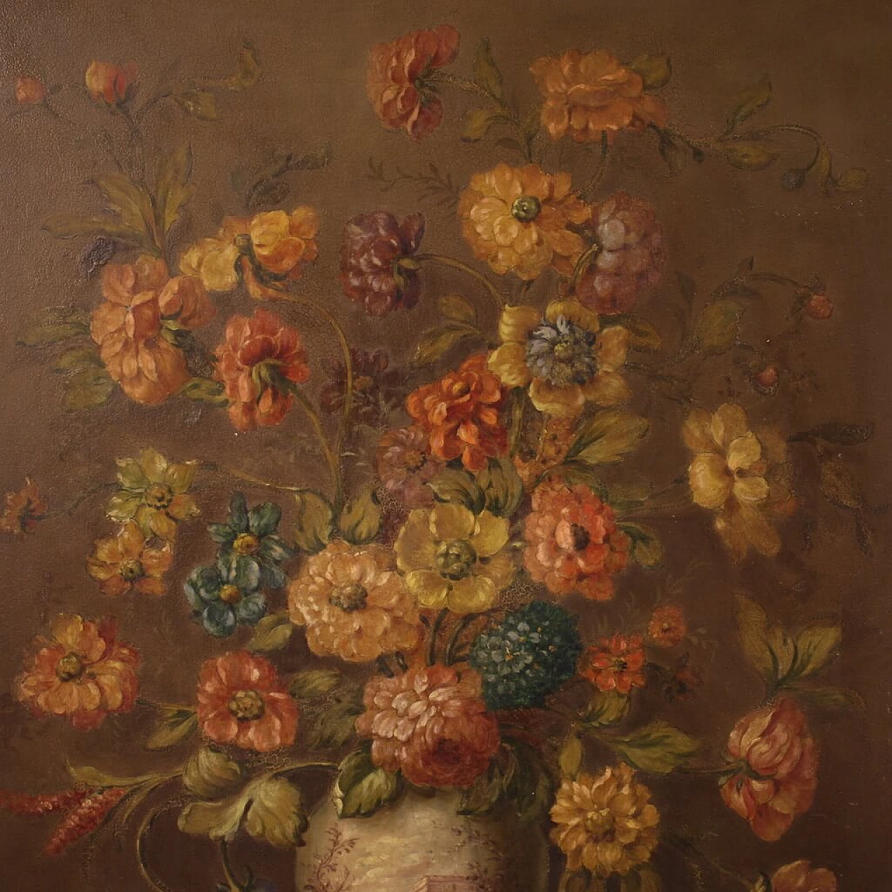 Natura morta con vaso di fiori, dipinto a olio su masonite 2